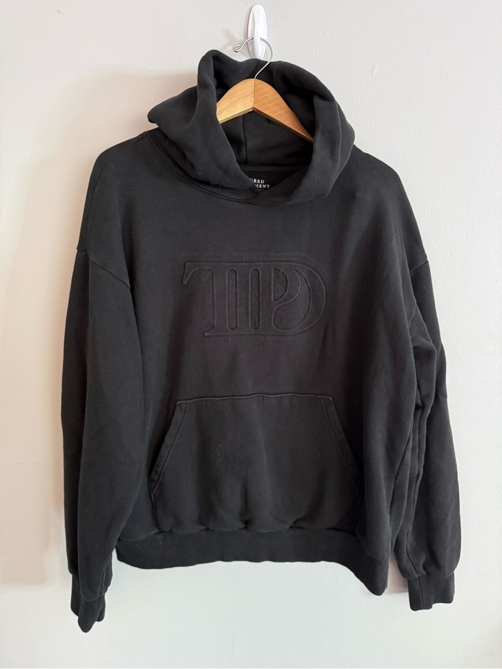 Taylor Swift Tortured Poets Oversized Black Hooded Sweatshirt with Embossed Logo